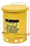 Fire Safe Oily Rag Waste Cans Yellow 10 Gallon Size Metal Step on Opening